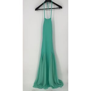 claire satin drape back maxi dress with split green Claire Satin Drape Back Maxi Dress with Split - Green